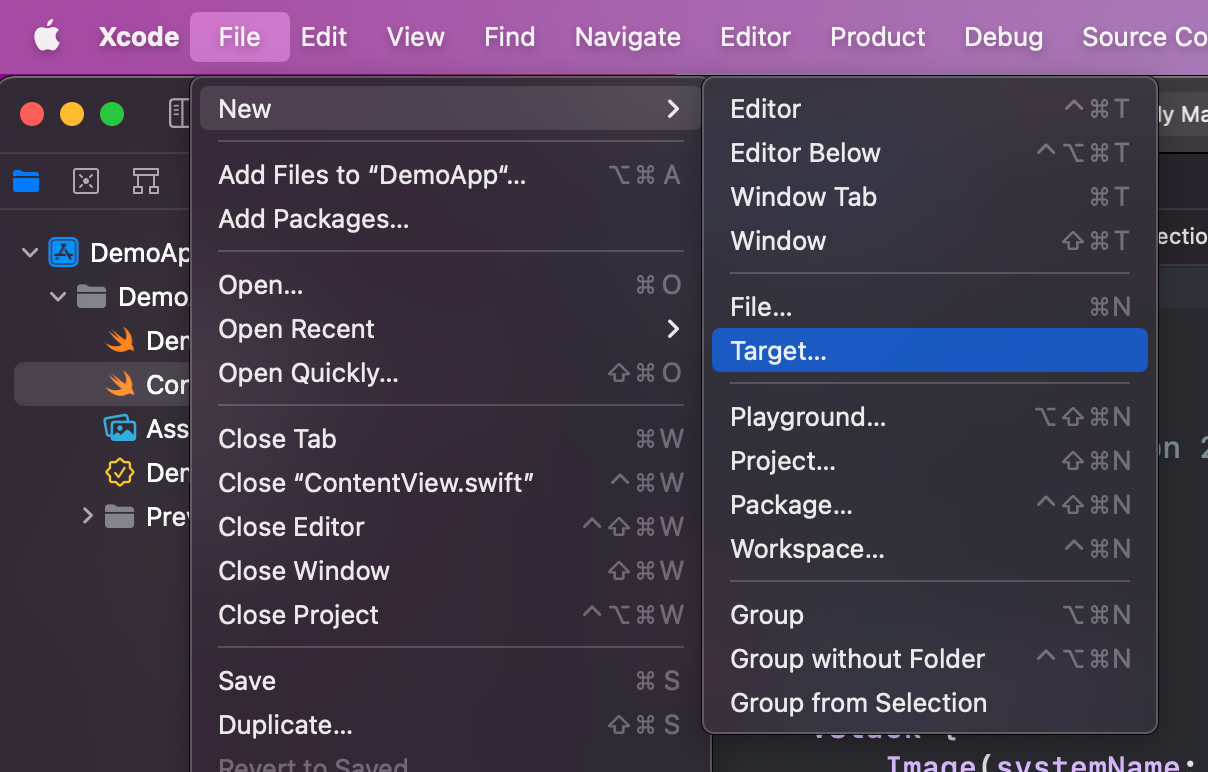 Create a new target in Xcode.