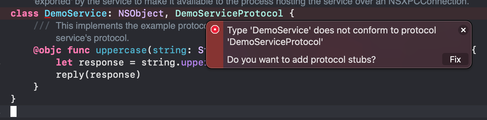 Xcode highlights type Error: the class does not conform to protocol